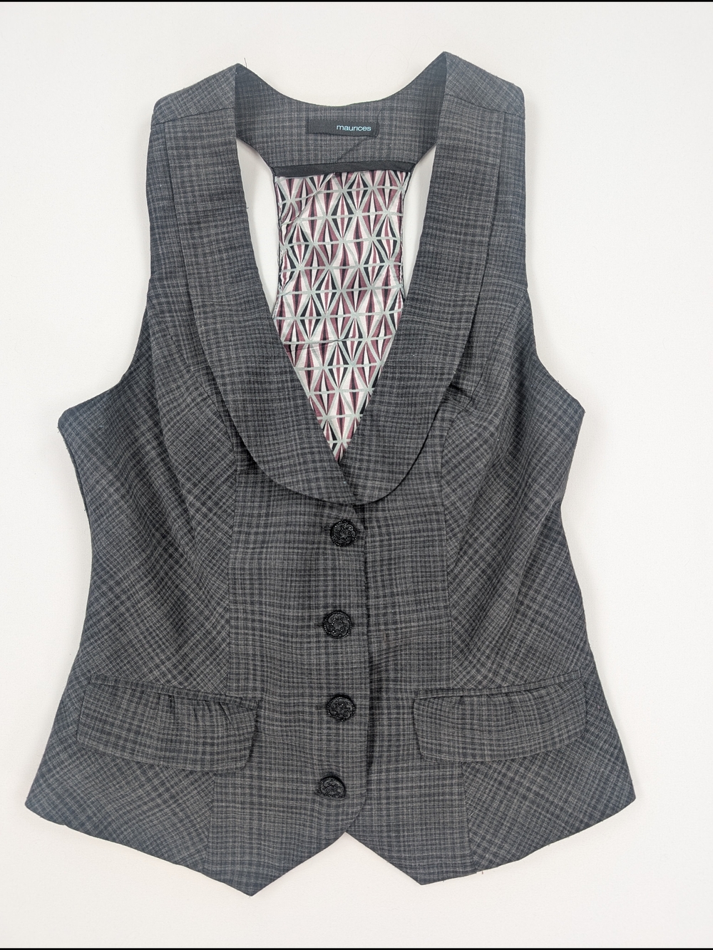 Maurices Gray Plaid Vest